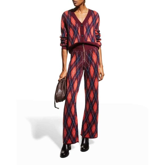 NEW WITH TAGS $275 STAUD DECK ARGYLE WOOL PANTS SIZE SMALL SOLD OUT EVERYWHERE! - Picture 1 of 8
